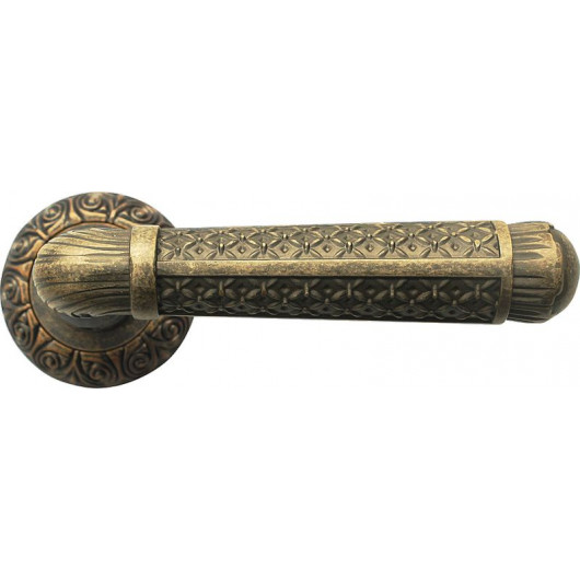 Ручка дверная на резной накладке BUSSARE CASTELO A-74-20 ANT.BRASS Античная латунь