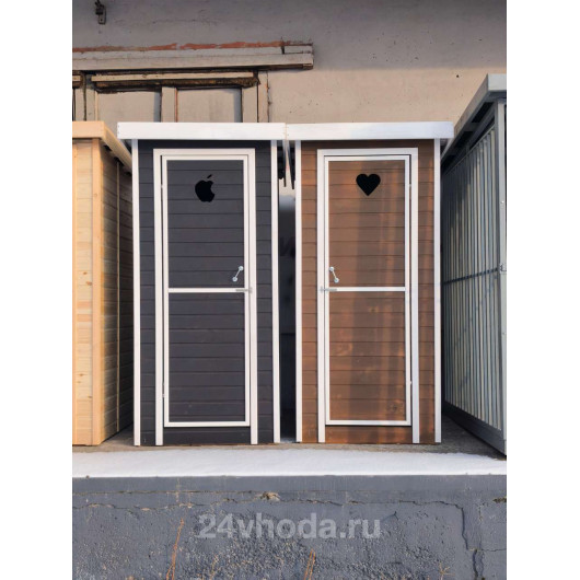 Туалет деревянный с покраской — «Коричневый / Белый»