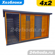 Хозблок 3×2 м с дровником 1×2 м (тик / графит 7024)