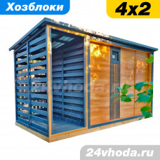 Хозблок 3×2 м с дровником 1×2 м (тик / графит 7024)
