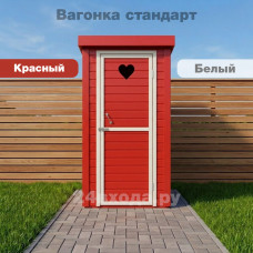 Туалет деревянный с покраской - Вагонка (красный / белый) Туалет деревянный с покраской - Вагонка (красный / белый)