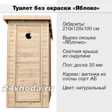 Туалет деревянный без покраски «Яблоко»