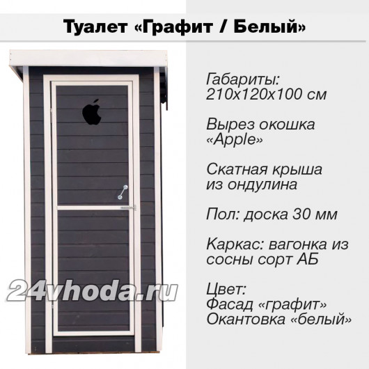 Туалет деревянный с покраской — «Графит / Белый»
