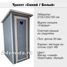 Туалет деревянный с покраской — «Синий / Белый»