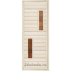 Дверь для бани из осины «ПО-2» (стекло бронза, сорт АБ)
