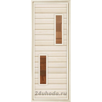Дверь банная в парную и мойку «ПО-2» (стекло бронза, из осины)