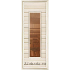 Дверь для бани из осины «ПО-4» (стекло бронза, сорт АБ)