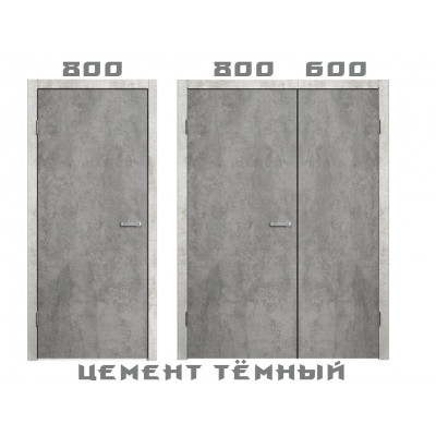 Полуторная дверь глухая (ДГ 21-13,14,15) - Цемент темный