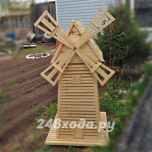 Мельница деревянная декоративная, большая