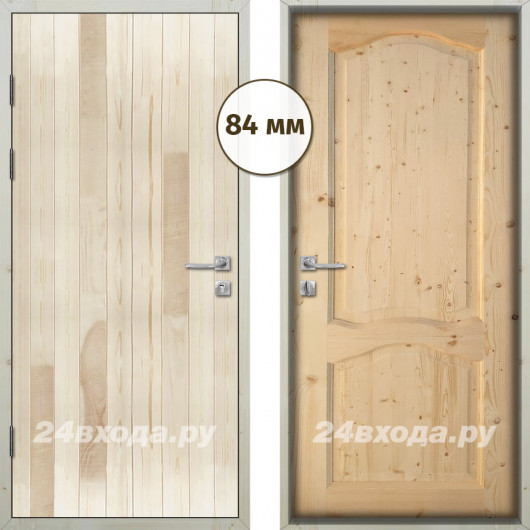 Входная деревянная дверь «ЗИМА - Вагонка / Каролина»
