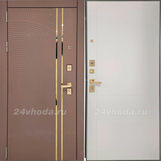 2 золотые полоски - (Шоколад RAL 7030 + / Excimer белый AG 3001)