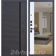 БРОНЕКС - YoDoors-11 ЗЕРКАЛО - (Черная шагрень + черный муар / Velluto Bianco)