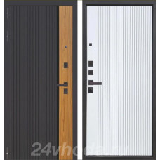БРОНЕКС - YoDoors-14 - (Черная шагрень + орех каньон коньяк / Velluto Bianco)