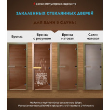 Стеклянная дверь в парную «Бронза прозрачная» - (стекло 6 мм, 1900х700мм)