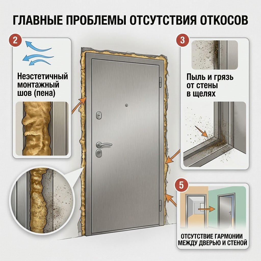 Входная дверь без откосов – проблемы