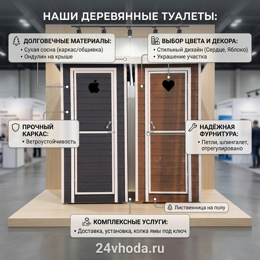 Качественный деревянный туалет
